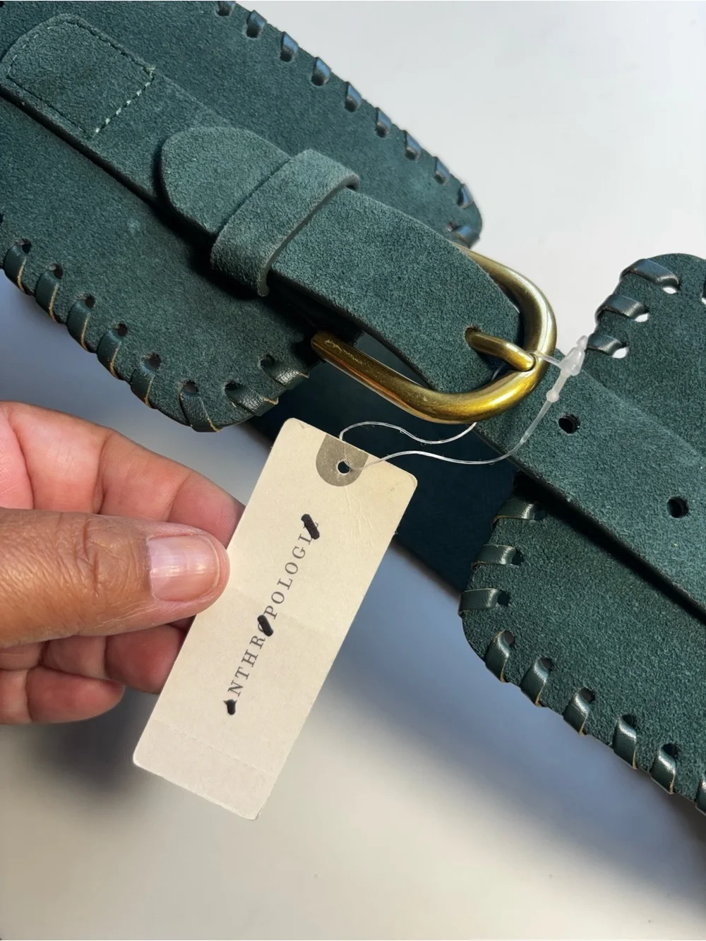 Anthropologie Suede Corset Belt with Gold Buckle